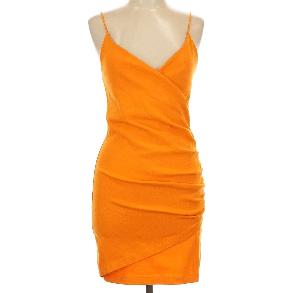 Zara Orange Ruched Mini Dress